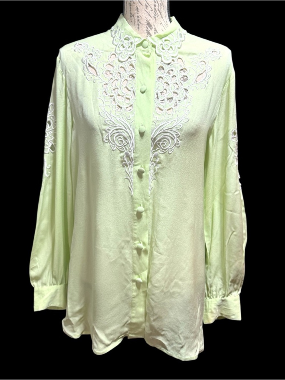Vintage Bob Mackie Wearable Art 100% Silk Blouse with Cutouts Size M - Picture 5 of 6